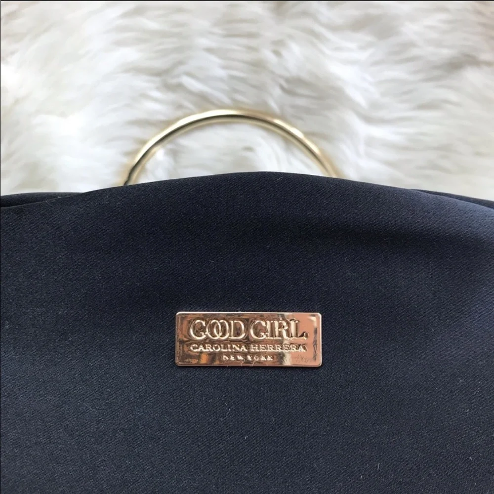 Carolina Herrera Good Girl Backpack Black Satin Gold Handle